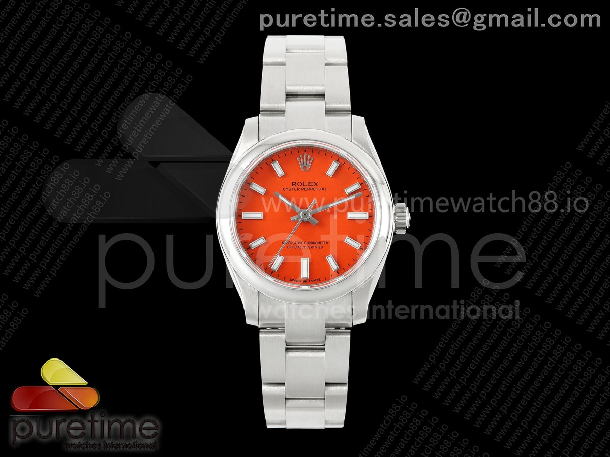 DIWF 롤렉스 오이스터 퍼페츄얼 31미리 레드다이얼 스틸브레이슬릿  Oyster Perpetual 31mm 277200 DIWF Best Edition Orange Dial on SS Bracelet A2232
