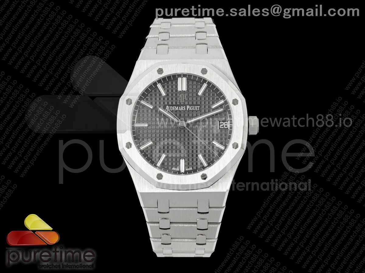 APSF V3 오데마피게 로얄오크 15500 SW그레이다이얼 스틸브레이슬릿 Royal Oak 15500 SS APSF 1:1 Best Edition Gray Dial on SS Bracelet SA4302 Super Clone V3 (Free Sprung)