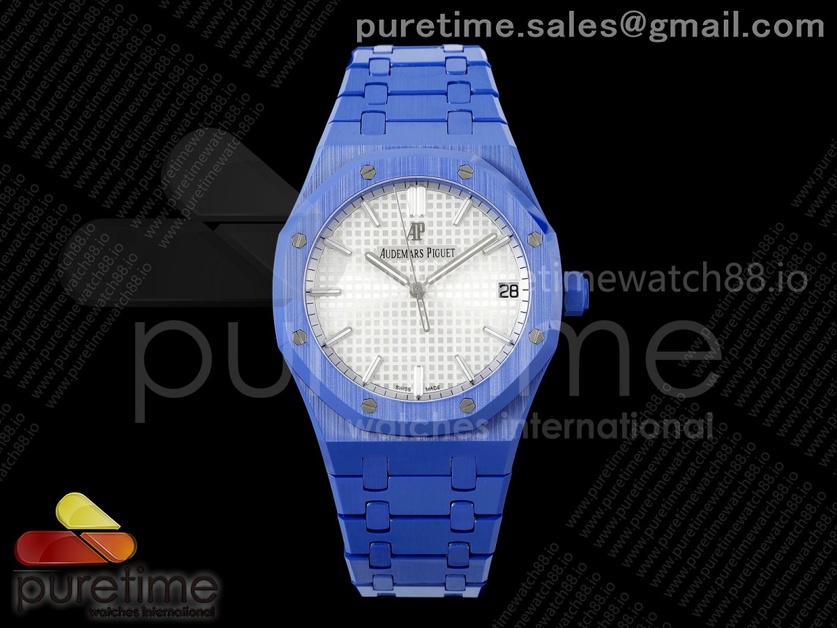 APSF 오데마피게 로얄오크 15500 블루세라믹 실버다이얼 세라믹브레이슬릿 Royal Oak 15500 Blue Ceramic APSF 1:1 Best Edition Silver Dial on Blue Ceramic Bracelet SA4302 Super Clone