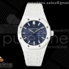 APSF 오데마피게 로얄오크 15500 화이트세라믹 블루다이얼 세라믹브레이슬릿  Royal Oak 15500 White Ceramic APSF 1:1 Best Edition Blue Dial on White Ceramic Bracelet SA4302 Super Clone