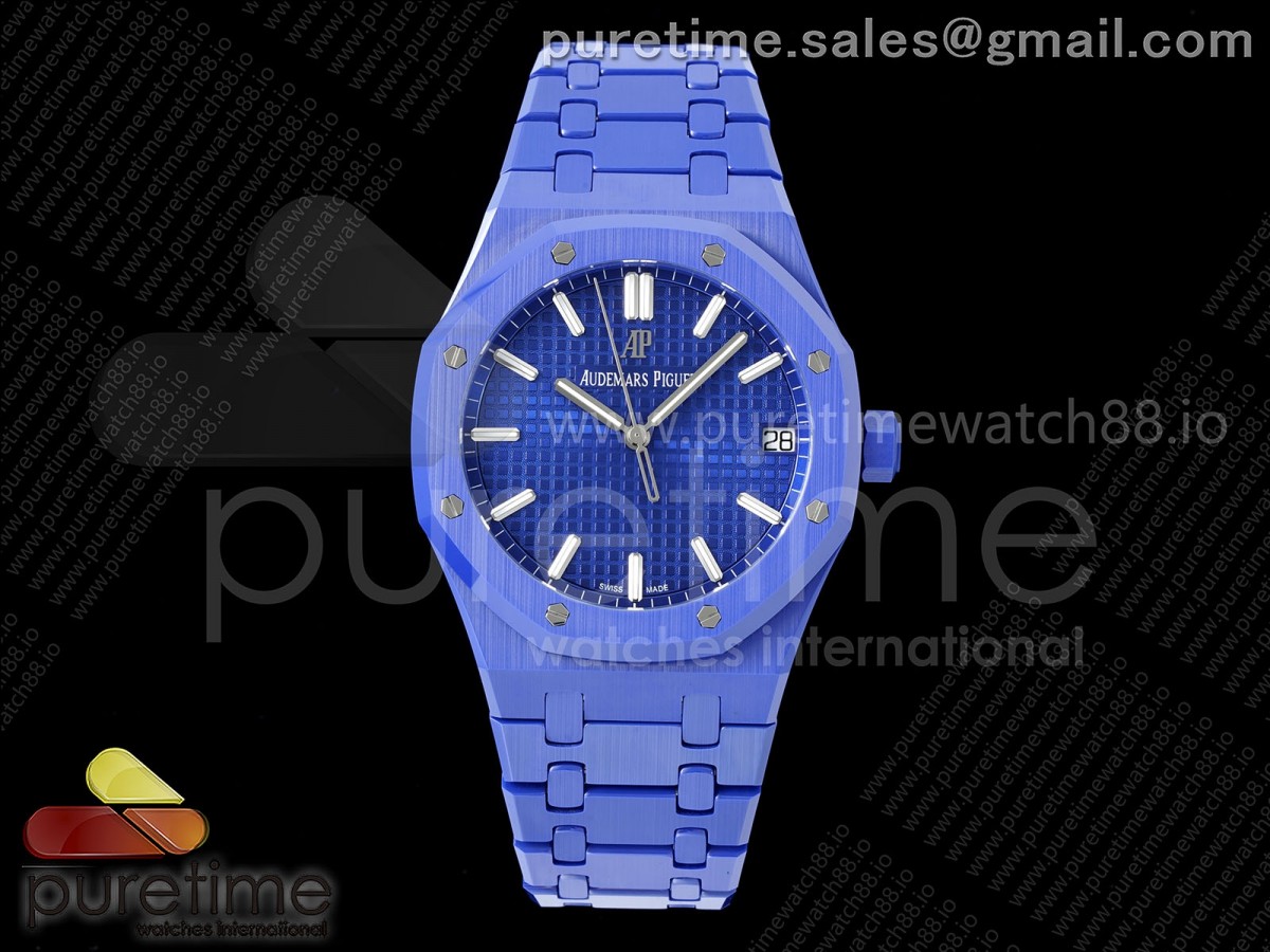 APSF 오데마피게 로얄오크 15500 블루세라믹 블루다이얼 세라믹브레이슬릿  Royal Oak 15500 Blue Ceramic APSF 1:1 Best Edition Blue Dial on Blue Ceramic Bracelet SA4302 Super Clone