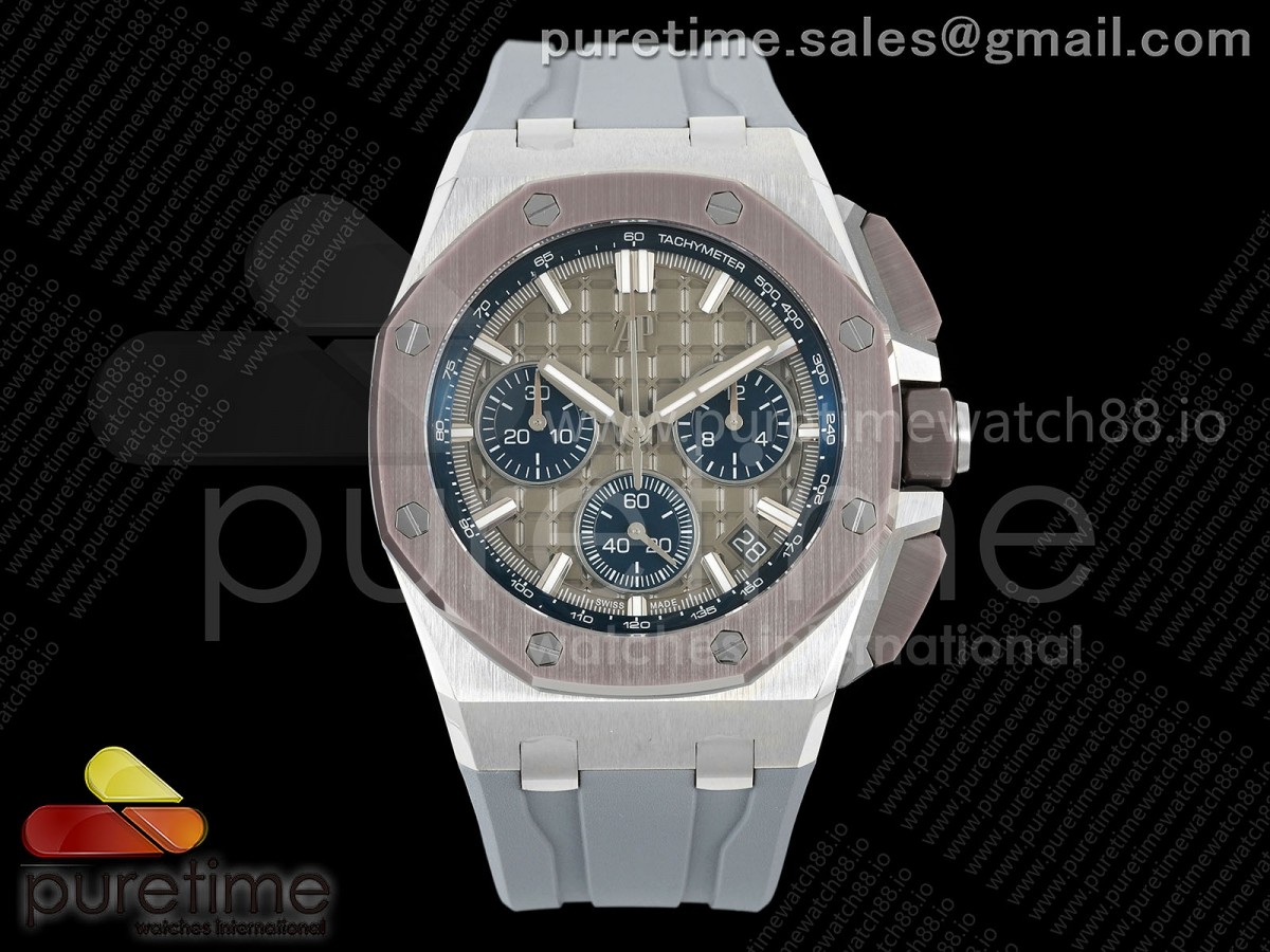 APSF 오데마피게 로얄오크 오프쇼어 26420IO 그레이다이얼 그레이러버스트랩 Royal Oak Offshore Chrono 26420IO APSF 1:1 Best Edition Gray Dial on Rubber Strap SA4401 Super Clone