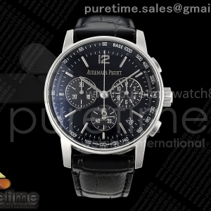 APSF 오데마피게 코드11.59 크로노 26393 블랙다이얼 블랙가죽스트랩 Code 11.59 Chrono 26393 SS APSF 1:1 Best Edition Black Dial on Black Leather Strap SA4401 Super Cloneone