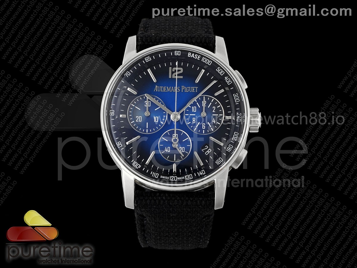 APSF 오데마피게 코드11.59 크로노 26393 블루/블랙다이얼 블랙나일론스트랩  Code 11.59 Chrono 26393 SS APSF 1:1 Best Edition Blue/Black Dial on Black Nylon Strap SA4401 Super Clone