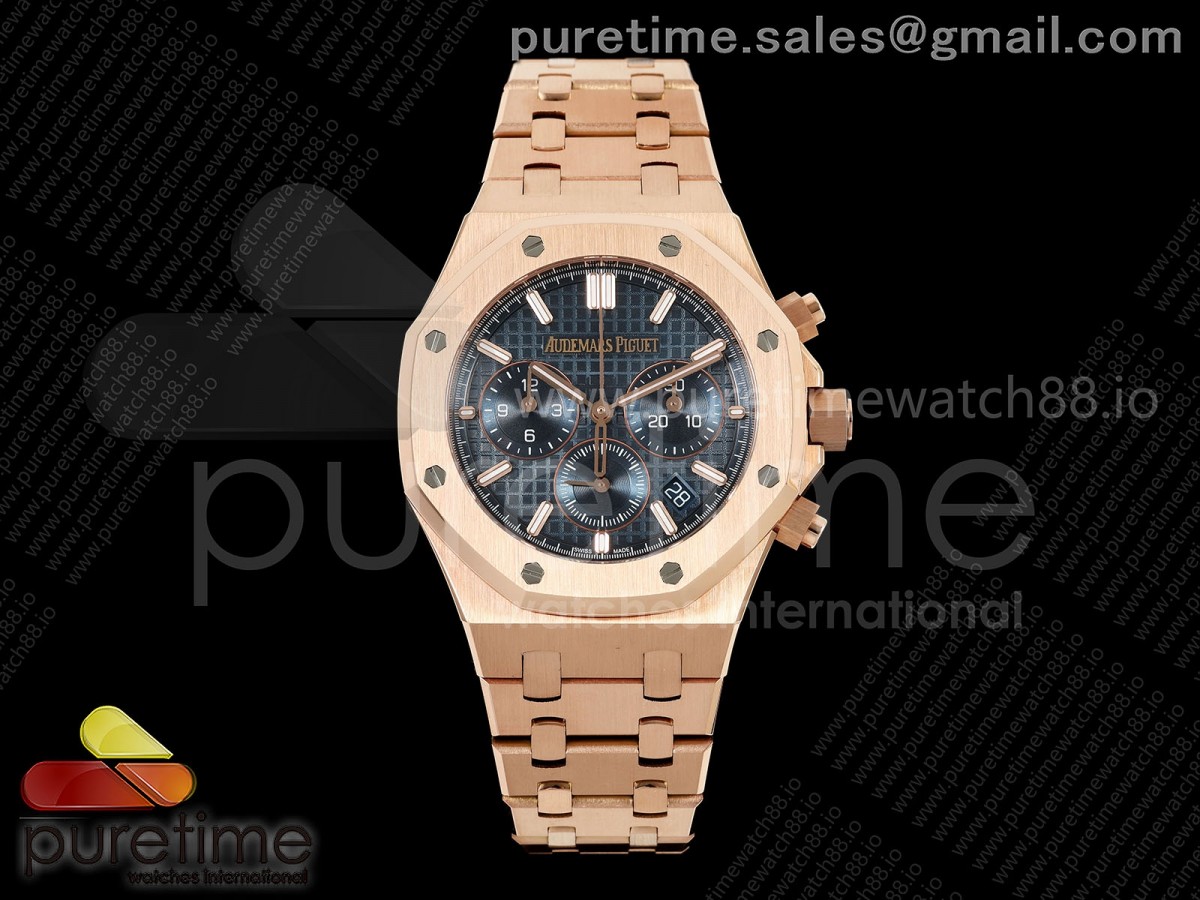 APSF 오데마피게 로얄오크 크로노 38미리 26315 로즈골드 블루다이얼 스틸브레이슬릿 Royal Oak Chrono 26315 RG APSF 1:1 Best Edition Blue Dial on RG Bracelet A2385