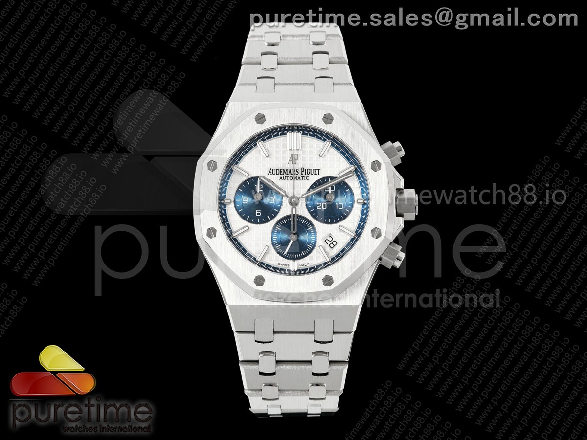 APSF 오데마피게 로얄오크 크로노 38미리 26315 화이트/블루다이얼 스틸브레이슬릿  Royal Oak Chrono 26315 SS APSF 1:1 Best Edition White/Blue Dial on SS Bracelet A2385