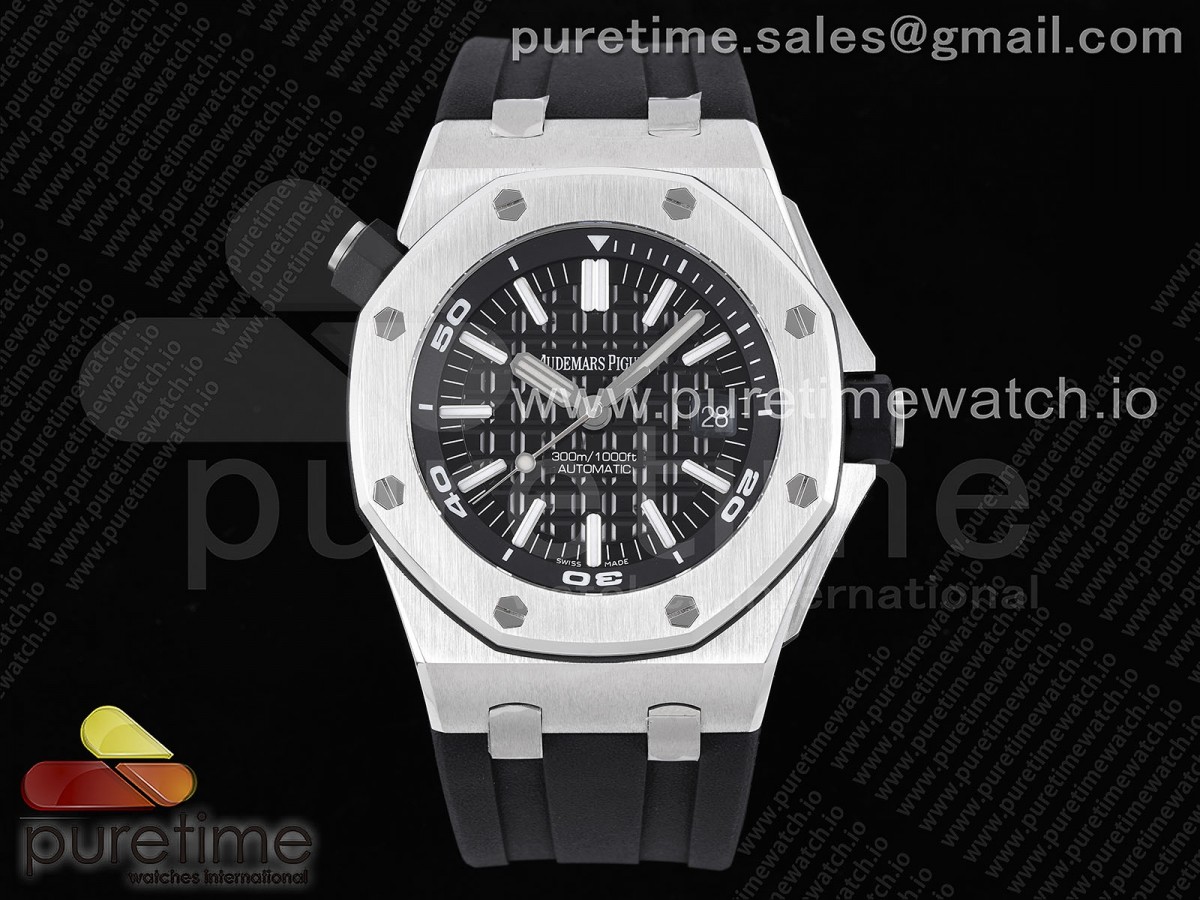 APSF V2 오데마피게 로얄오크 오프쇼어 다이버 15710 블랙다이얼 블랙러버스트랩 Royal Oak Offshore Diver 15710 APSF 1:1 Best Edition Black Dial on Black Rubber Strap V2 A3120 Super Clone