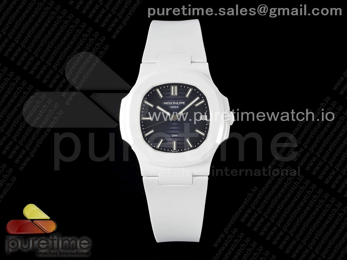 AMGF 파텍필립 AET노틸러스 5711 화이트세라믹 블루다이얼 화이트러버스트랩 AET Nautilus 5711 White Ceramic AMGF Best Edition Blue Dial on White Rubber Strap MIYOTA 9015