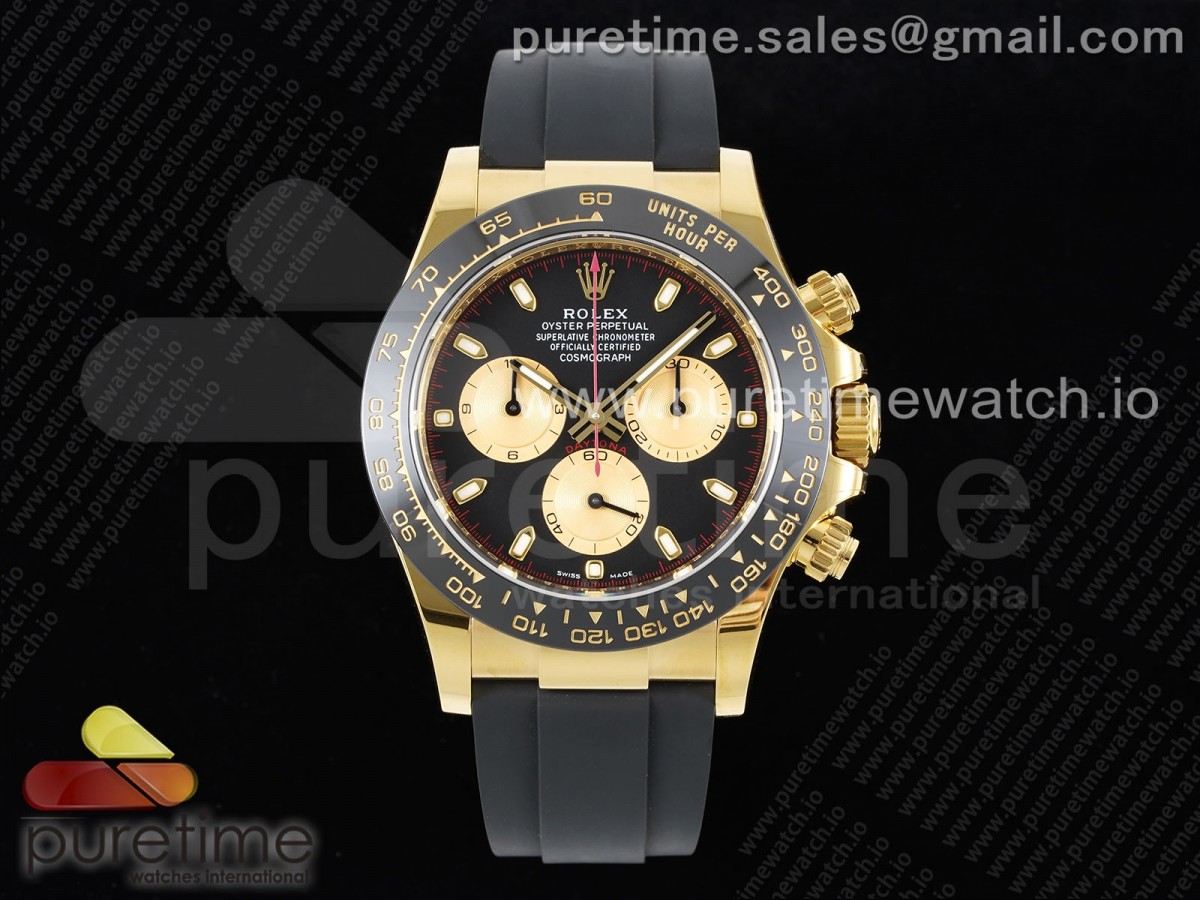 BTF V2 롤렉스 데이토나 옐로우골드 폴뉴먼 블랙러버스트랩 Daytona 116518 BTF 1:1 Best Edition Paul Newman Black/YG Dial on Oysterflex Rubber Strap SA4130 V2