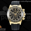 CLEANF 클린공장 V2 롤렉스 데이토나 옐로우골드 블랙다이얼 블랙러버스트랩 Daytona 116518 Clean 1:1 Best Edition Black Dial on Oysterflex Rubber Strap SA4130 V2
