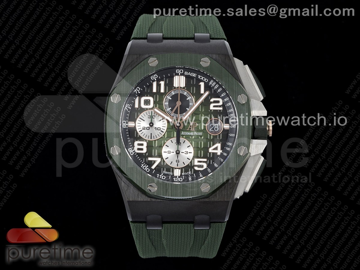 APSF 오데마피게 로얄오크 오프쇼어 44미리 그린세라믹베젤 그린다이얼 그린러버스트랩 Royal Oak Offshore 2020 44mm APF 1:1 Best Edition Green Ceramic Bezel on Rubber Strap A3126