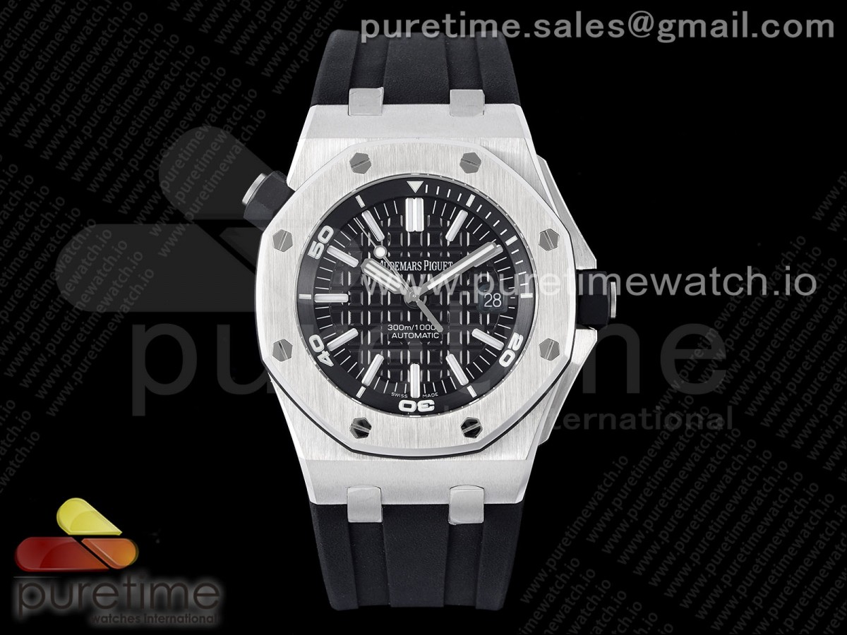 APSF 오데마피게 로얄오크 오프쇼어 다이버 15703 블랙다이얼 블랙러버스트랩 Royal Oak Offshore Diver 15703 APSF 1:1 Best Edition Black Dial on Black Rubber Strap A3120 Super Clon