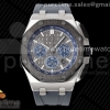 APF 오데마피게 로얄오크 오프쇼어 44미리 세라믹베젤 그레이/블루다이얼 그레이러버스트랩 Royal Oak Offshore 44mm SS Black Ceramic Bezel APF 1:1 Best Edition Gray/Blue Dial on Gray Rubber Strap A4401