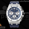 APF 오데마피게 로얄오크 오프쇼어 44미리 블루/실버다이얼 블루러버스트랩  Royal Oak Offshore 44mm SS Bezel APF 1:1 Best Edition Blue/Silver Dial on Blue Rubber Strap A4401