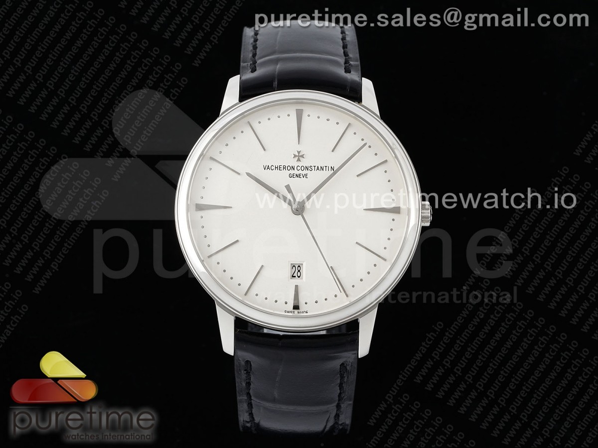 PPF 바쉐론콘스탄틴 패트리모니 데이트 화이트다이얼 블랙가죽스트랩 Patrimony Date SS PPF 1:1 Best Edition White Dial on Black Leather Strap MIYOTA 9015