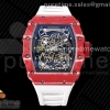 T+F 리차드밀 RM035 레드카본케이스 스켈레톤다이얼 화이트러버스트랩 RM035 Red Carbon T+F Best Edition Skeleton Dial on White Rubber Strap Clone RMUL2