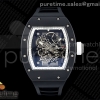 RMF 리차드밀 RM055 블랙세라믹케이스 화이트스켈레다이얼 블랙러버스트랩 RM055 Black Ceramic RMF 1:1 Best Edition White Inner Bezel on Black Rubber Strap RMUL2 Super Clone