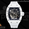RMF 리차드밀 RM055 화이트세라믹케이스 블랙스켈레다이얼 화이트러버스트랩 RM055 White Ceramic RMF 1:1 Best Edition Black Inner Bezel on White Rubber Strap RMUL2 Super Clone