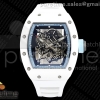 RMF 리차드밀 RM055 화이트세라믹케이스 블루스켈레다이얼 화이트러버스트랩 RM055 White Ceramic RMF 1:1 Best Edition Blue Inner Bezel on White Rubber Strap RMUL2 Super Clone