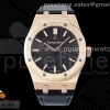 IPF 오데마피게 로얄오크 15500 로즈골드 블랙다이얼 블랙가죽스트랩  Royal Oak 41mm 15500 RG IPF 1:1 Best Edition Black Textured Dial on Black Leather Strap SA4302 Super Clone
