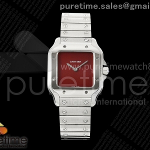 8848F 까르띠에 산토스 27미리 레드다이얼 스틸브레이슬릿 Santos 27mm SS 8848F 1:1 Best Edition Red Dial on SS Bracelet Quartz