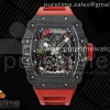 SONICF V2 리차드밀 RM035 카본 스켈레톤다이얼 레드러버스트랩 RM035 Carbon SONIC Best Edition Skeleton Dial on Red Rubber Strap Clone RMUL2 V2