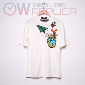 GOD공장 루이비통 페인팅 엠보싱 라운드 반팔 니트 티셔츠