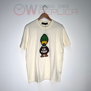 GOD공장 루이비통 X NIGO 가슴 덕로고 라운드 반팔 티셔츠