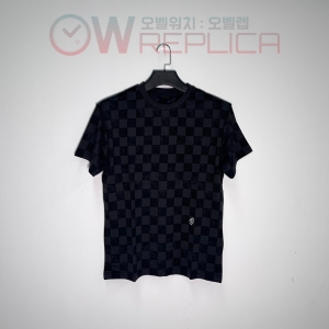 GOD공장 루이비통 레터링프린트 체크 반팔 티셔츠