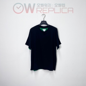 GOD공장 보테가베네타 블랙/그린 이중면 반팔 라운드 티셔츠