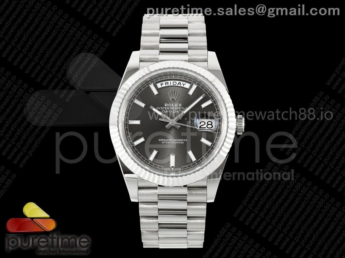 (NEW) VSF V2 롤렉스 데이데이트40 텅스텐(Cu-W) 그레이다이얼 스틸브레이슬릿 182g DayDate 40 228239 VSF 1:1 Best Edition Gray Stick Dial on President Bracelet VS3255 V2