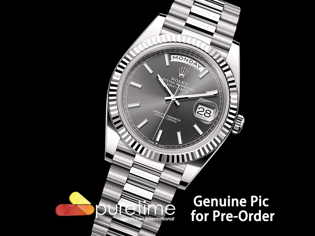(NEW) VSF 롤렉스 데이데이트40 텅스텐(Cu-W) 그레이다이얼 스틸브레이슬릿 DayDate 40 228239 VSF 1:1 Best Edition Gray Stick Dial on President Bracelet VS3255