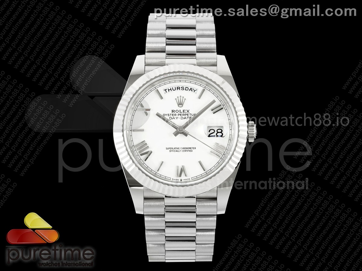 (NEW) VSF V2 롤렉스 데이데이트40 텅스텐(Cu-W) 화이트로만다이얼 스틸브레이슬릿 182g DayDate 40 228239 VSF 1:1 Best Edition White Roman Dial on President Bracelet VS3255 V2