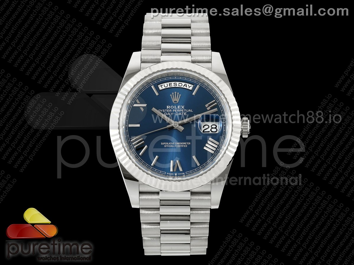 (NEW) VSF V2 롤렉스 데이데이트40 텅스텐(Cu-W) 블루로만다이얼 스틸브레이슬릿 182g DayDate 40 228239 VSF 1:1 Best Edition Blue Roman Dial on President Bracelet VS3255 V2