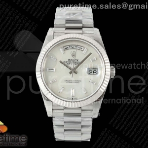 (NEW) VSF V2 롤렉스 데이데이트40 텅스텐(Cu-W) 자개바게트다이얼 스틸브레이슬릿 182g DayDate 40 228239 VSF 1:1 Best Edition White MOP Crystal Dial on President Bracelet VS3255 V2