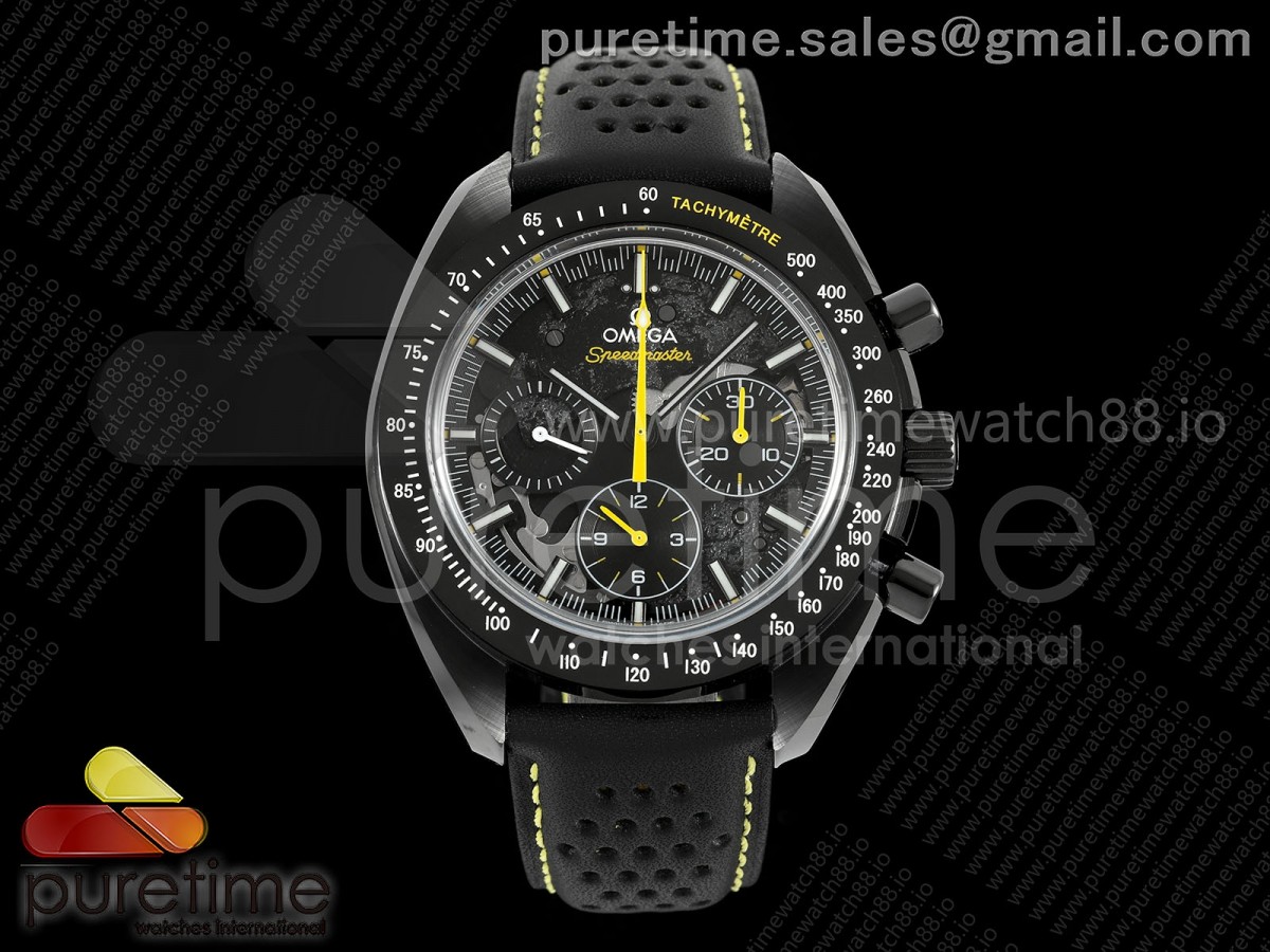 BLSF 오메가 스피드마스터 블랙세라믹 블랙다이얼 블랙가죽스트랩 Speedmaster Black Ceramic BLSF Best Edition Black/Yellow on Leather Strap Manual Winding Movement