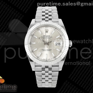 GOLD Maker 골드공장 롤렉스 데이저스트41 프리스프렁 실버다이얼 쥬빌레브레이슬릿 133g  DateJust 41 126334 GOLD Maker 1:1 Best Edition Silver Textured Stick Dial on Jubilee Bracelet JH3235 (Free Sprung)
