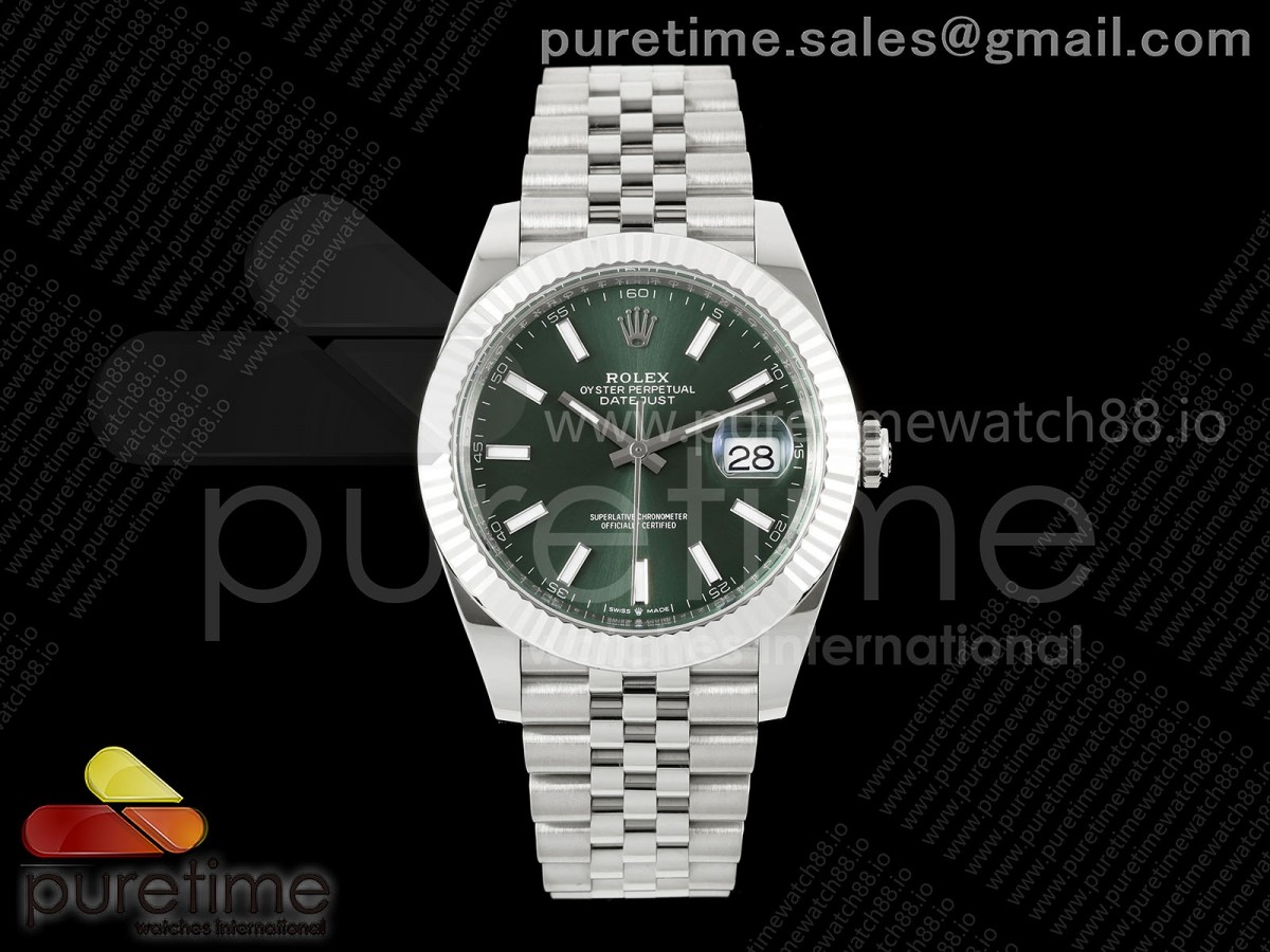 GOLD Maker 골드공장 롤렉스 데이저스트41 프리스프렁 그린다이얼 쥬빌레브레이슬릿 133g DateJust 41 126334 GOLD Maker 1:1 Best Edition Green Stick Dial on Jubilee Bracelet JH3235 (Free Sprung)Free Sprung)