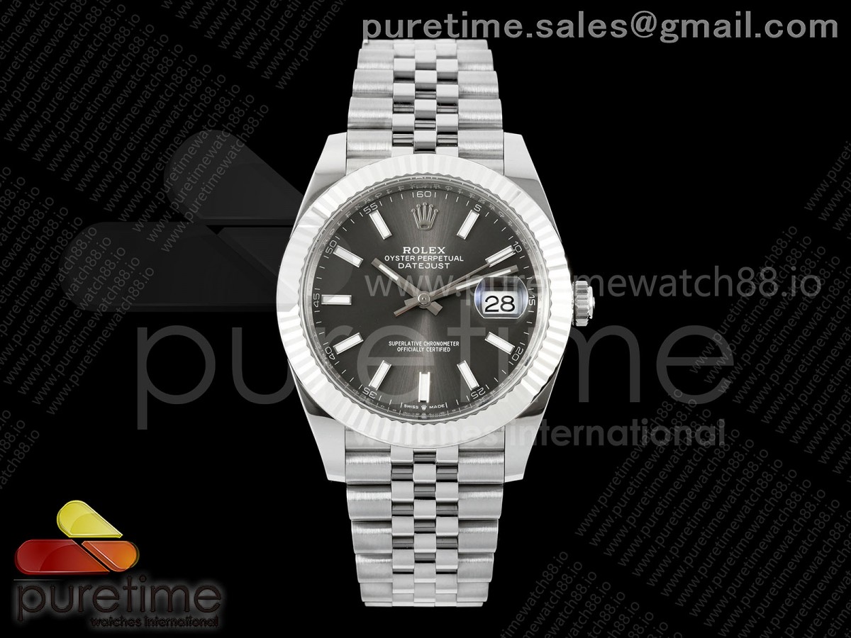 GOLD Maker 골드공장 롤렉스 데이저스트41 프리스프렁 그레이다이얼 쥬빌레브레이슬릿 133g  DateJust 41 126334 GOLD Maker 1:1 Best Edition Gray Stick Dial on Jubilee Bracelet JH3235 (Free Sprung)let JH3235 (Free Sprung)
