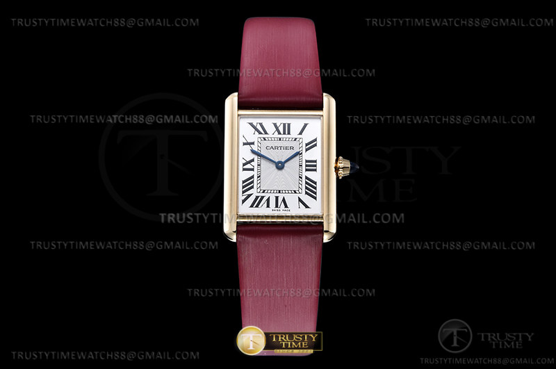 F1F 까르띠에 탱크머스트 옐로우골드 라지 25.5미리 화이트다이얼 (2가죽스트랩) Cartier Tank Must Lrg YG/LE Wht F1F Sw Qtz