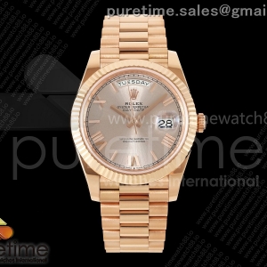 RCF 롤렉스 데이데이트40 로즈골드 텅스텐(Cu-W) 로골로만다이얼 스틸브레이슬릿 210g  Day Date 40 RG RCF 1:1 Best Edition RG Roman Dial on President Bracelet VR3255