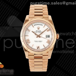 RCF 롤렉스 데이데이트40 로즈골드 텅스텐(Cu-W) 화이트로만다이얼 스틸브레이슬릿 210g  Day Date 40 RG RCF 1:1 Best Edition White Roman Dial on President Bracelet VR3255