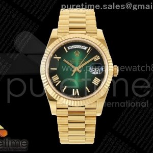 RCF 롤렉스 데이데이트40 옐로우골드 텅스텐(Cu-W) 그린옴브레로만다이얼 스틸브레이슬릿 210g Day Date 40 YG RCF 1:1 Best Edition Green Ombre Roman Dial on President Bracelet VR3255