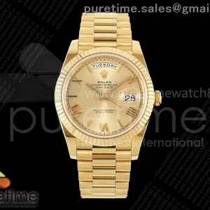 RCF 롤렉스 데이데이트40 옐로우골드 텅스텐(Cu-W) 골드로만다이얼 스틸브레이슬릿 210g Day Date 40 YG RCF 1:1 Best Edition YG Roman Dial on President Bracelet VR3255