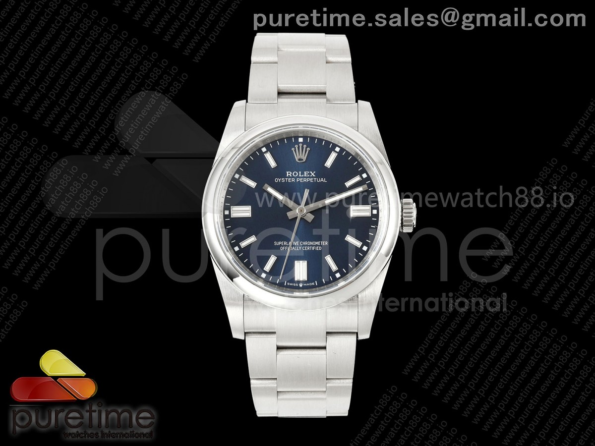 QF 롤렉스 오이스터 퍼페츄얼 36미리 블루다이얼 스틸브레이슬릿 프리스프렁 Oyster Perpetual 126000 36mm QF 1:1 Best Edition 904L Steel Deep Blue Dial JH3230 Free Sprung