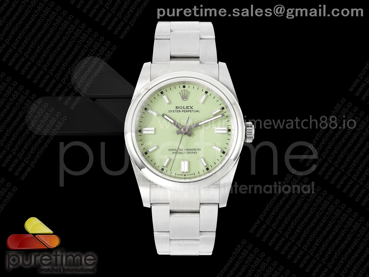 QF 롤렉스 오이스터 퍼페츄얼 36미리 아보카도다이얼 스틸브레이슬릿 프리스프렁  Oyster Perpetual 126000 36mm QF 1:1 Best Edition 904L Steel Avocado Dial JH3230 Free Sprung