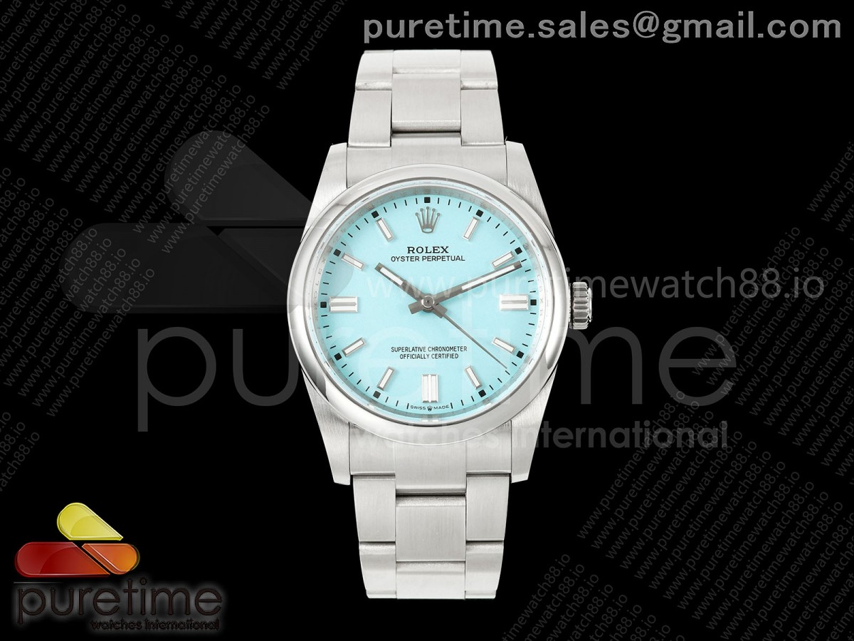 QF 롤렉스 오이스터 퍼페츄얼 36미리 티파니블루다이얼 스틸브레이슬릿 프리스프렁 Oyster Perpetual 126000 36mm QF 1:1 Best Edition 904L Steel Tiffany Blue Dial JH3230 Free Sprung