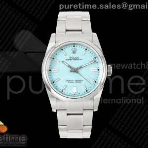 QF 롤렉스 오이스터 퍼페츄얼 36미리 티파니블루다이얼 스틸브레이슬릿 프리스프렁 Oyster Perpetual 126000 36mm QF 1:1 Best Edition 904L Steel Tiffany Blue Dial JH3230 Free Sprung