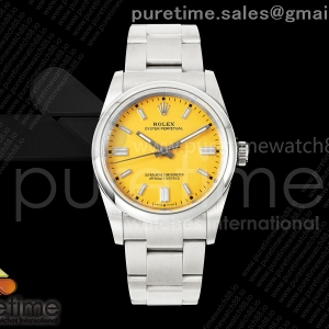 QF 롤렉스 오이스터 퍼페츄얼 36미리 옐로우다이얼 스틸브레이슬릿 프리스프렁 Oyster Perpetual 126000 36mm QF 1:1 Best Edition 904L Steel Yellow Dial JH3230 Free Sprung30 Free Sprung