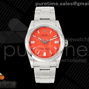 QF 롤렉스 오이스터 퍼페츄얼 36미리 레드다이얼 스틸브레이슬릿 프리스프렁 Oyster Perpetual 126000 36mm QF 1:1 Best Edition 904L Steel Red Dial JH3230 Free Sprung
